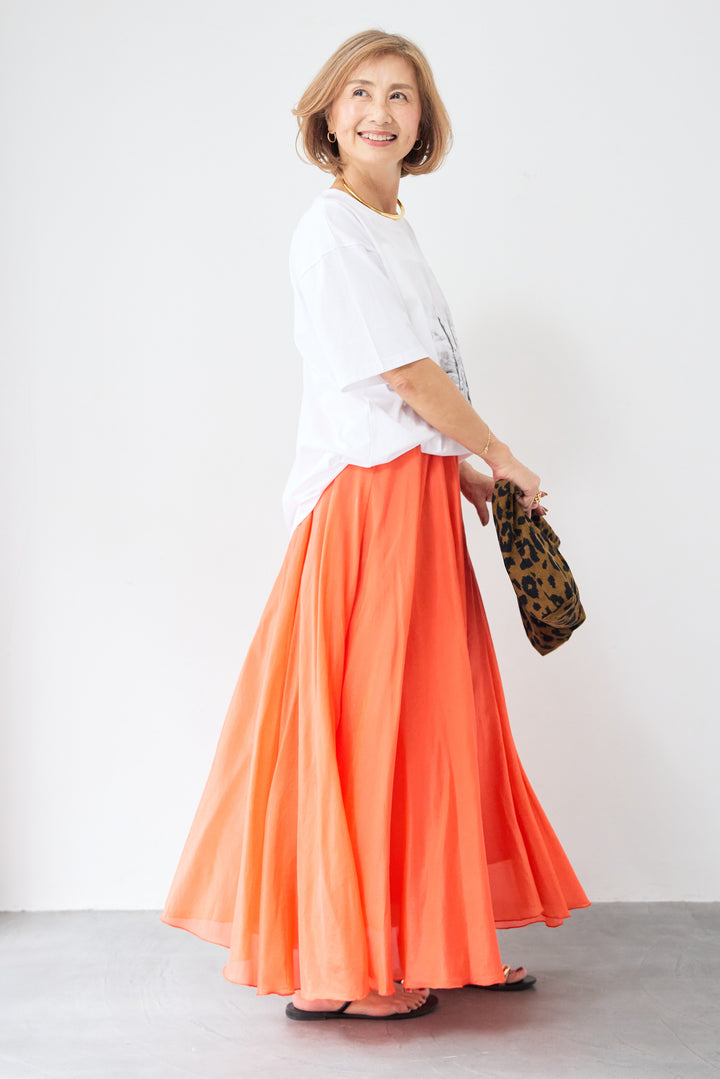 シアーコットン フレアロングスカート