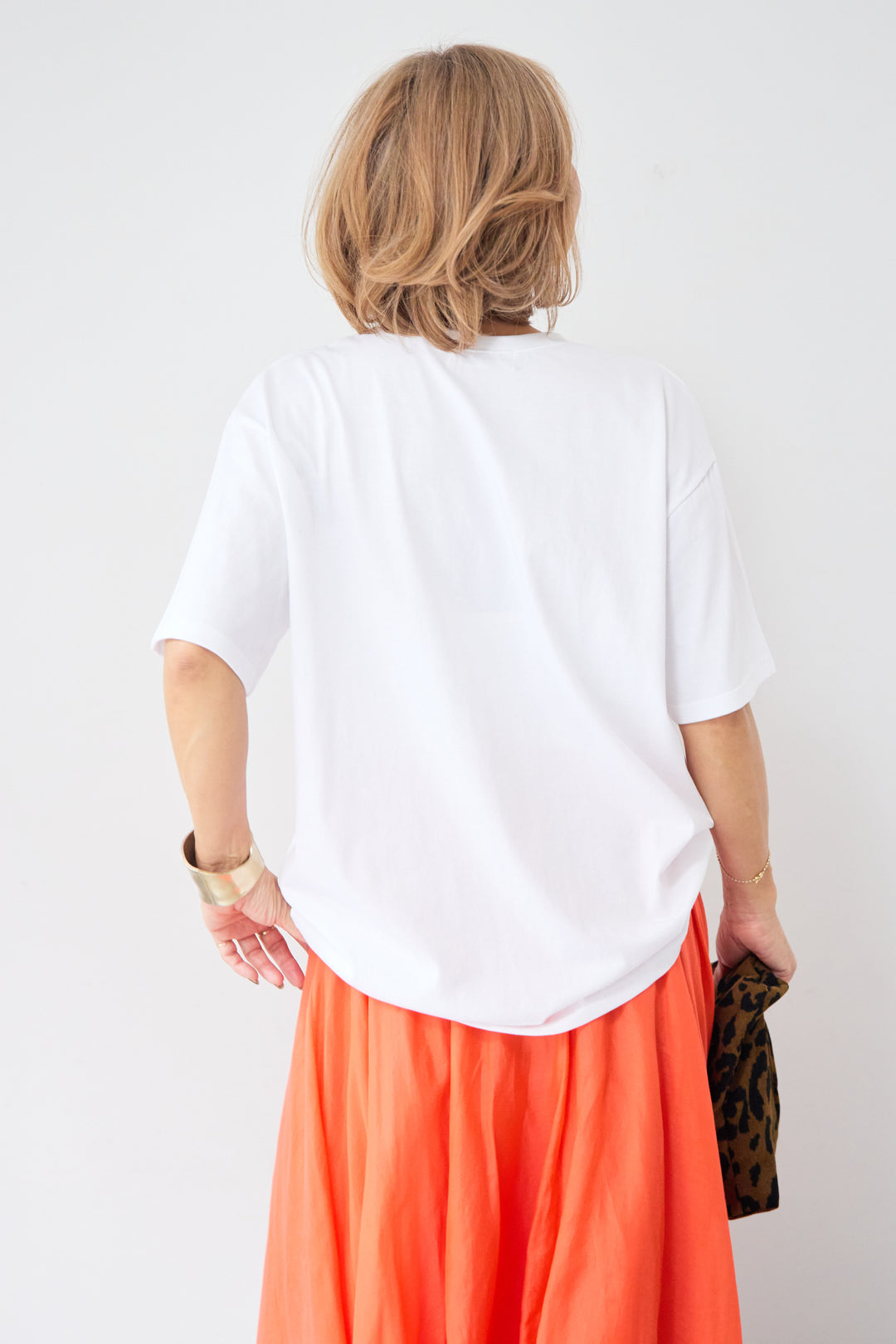 プリント クルーネック コットンTシャツ