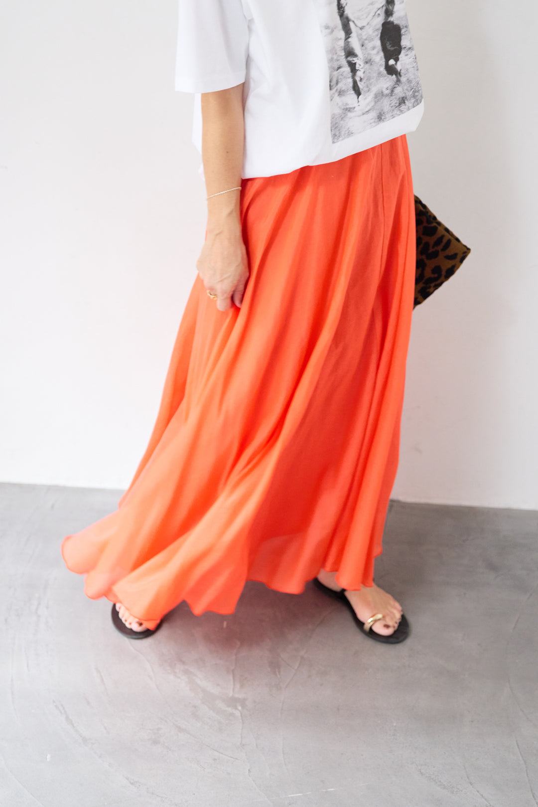 シアーコットン フレアロングスカート