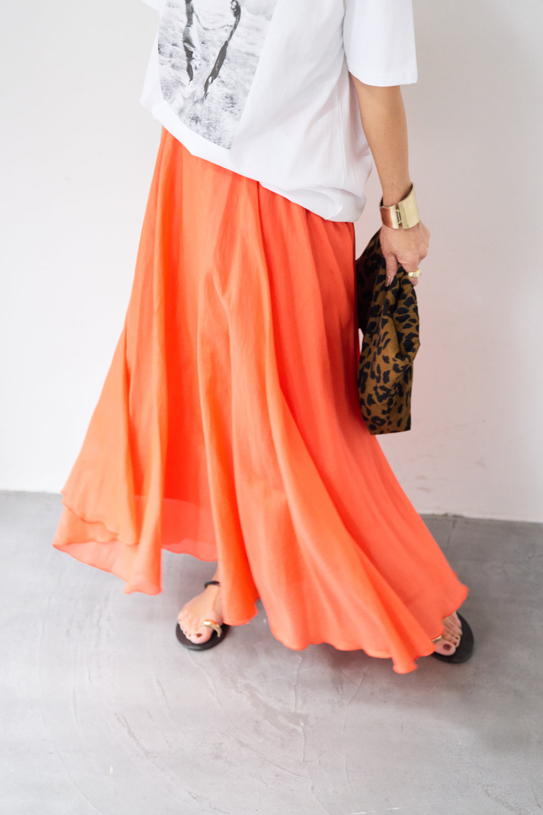 シアーコットン フレアロングスカート