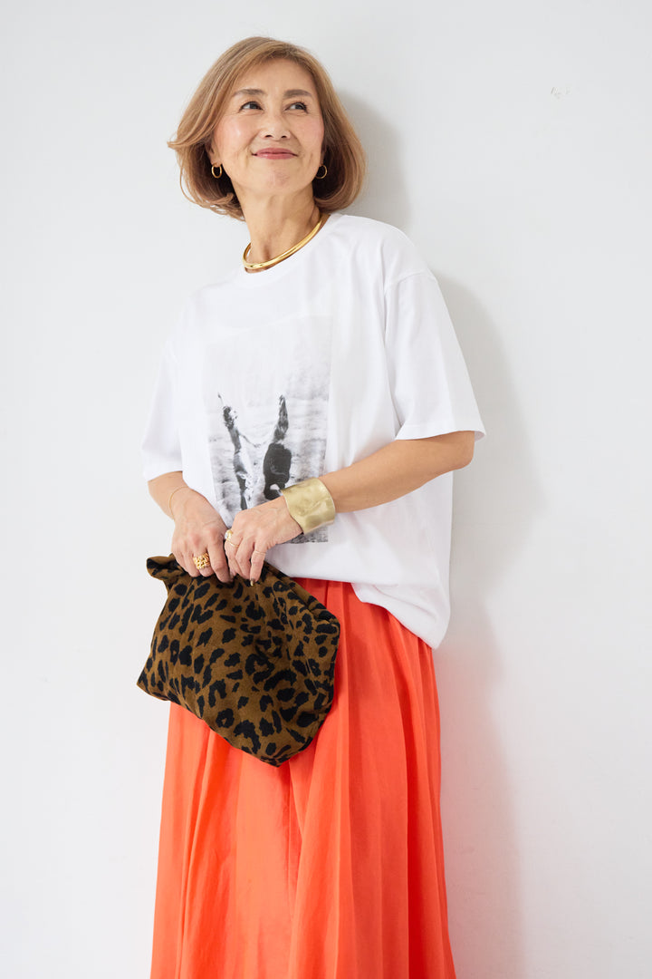 プリント クルーネック コットンTシャツ