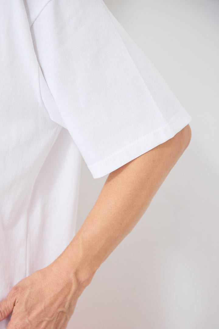 プリント クルーネック コットンTシャツ