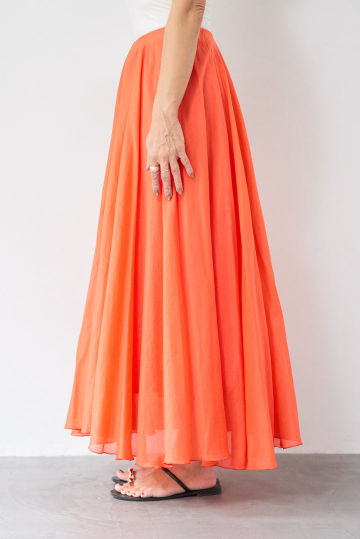 シアーコットン フレアロングスカート