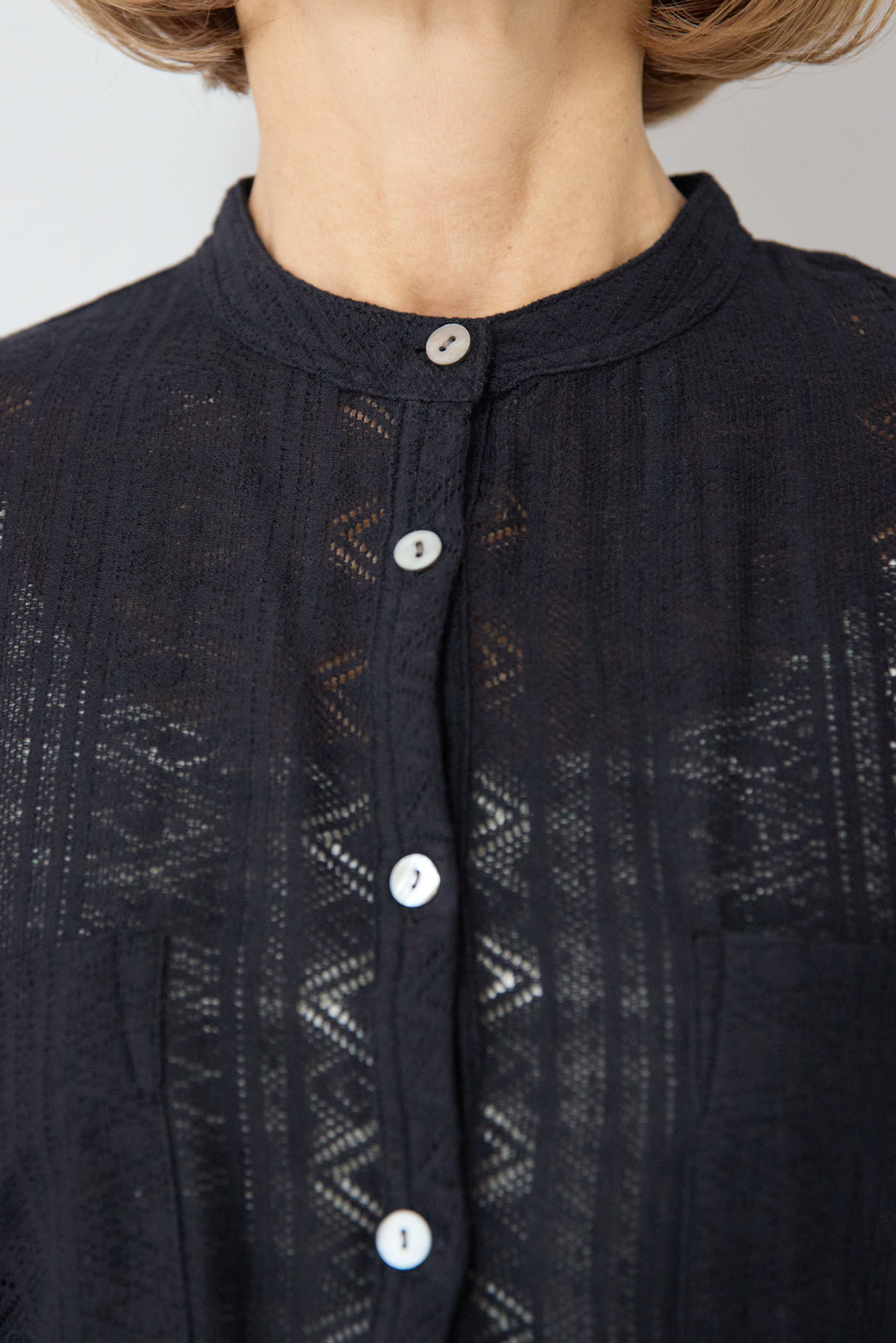 [SET]コットン幾何学レース ドビーシャツ+コットン幾何学レース ドビーワイドパンツ(2set)