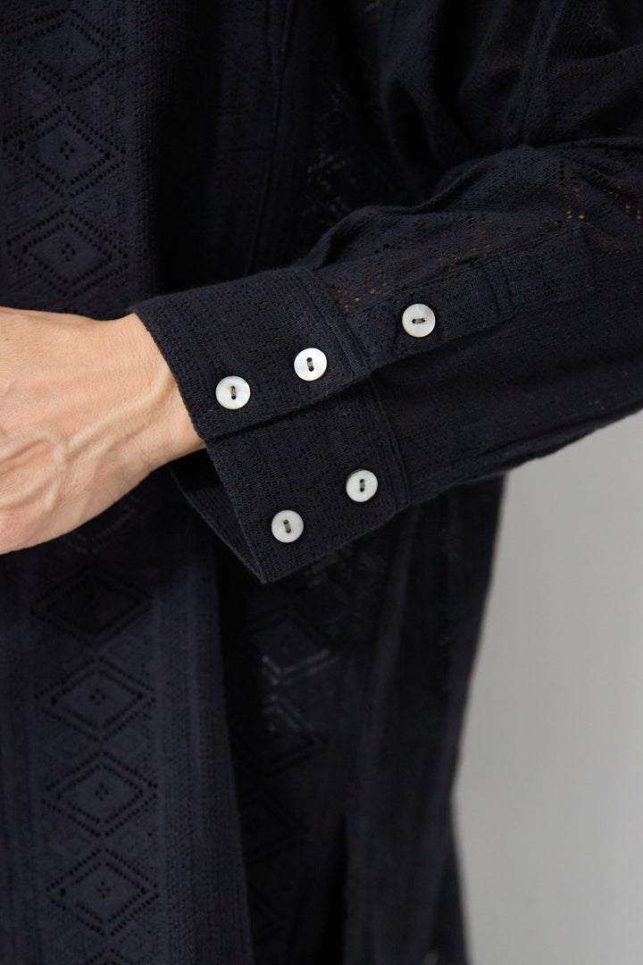 コットン幾何学レース ドビーシャツ