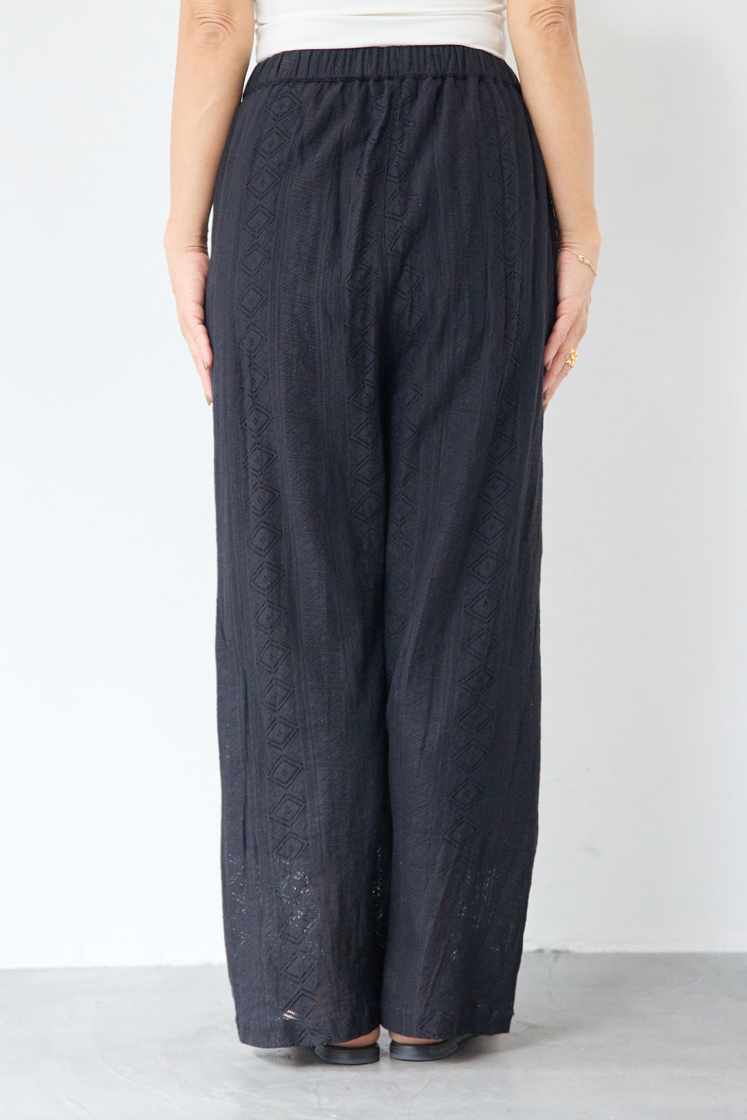 [SET]コットン幾何学レース ドビーシャツ+コットン幾何学レース ドビーワイドパンツ(2set)