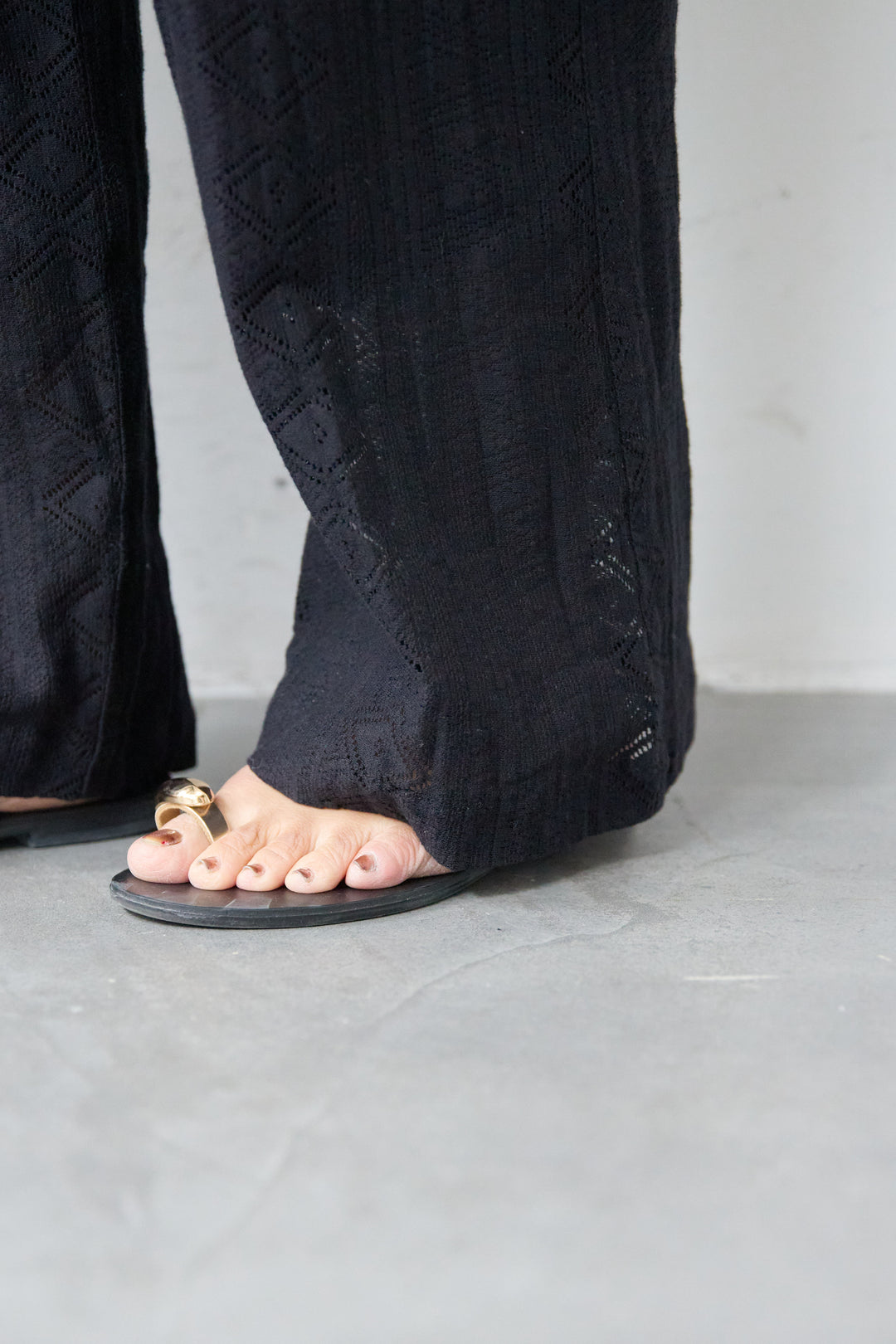 コットン幾何学レース ドビーワイドパンツ