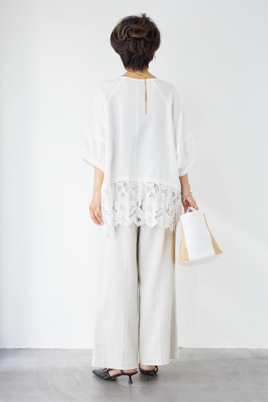 リネン混ドライタックパンツ