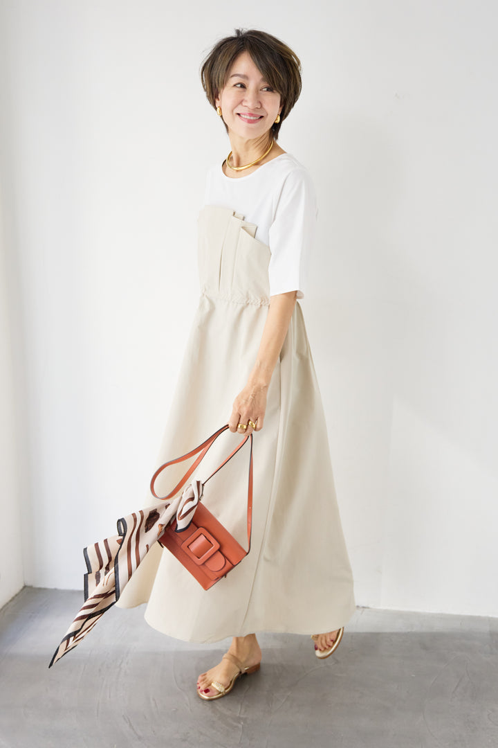 ドロストビスチェドッキングワンピース