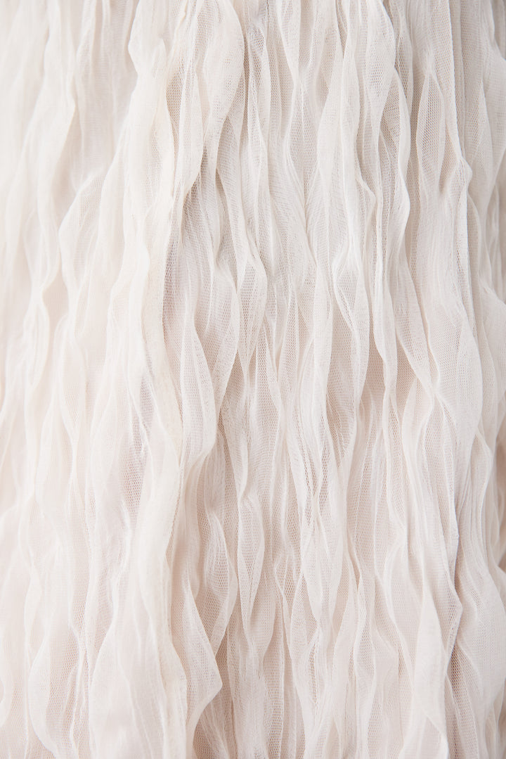 【2SET】ウエストベルトニット+ウエーブプリーツチュールスカート