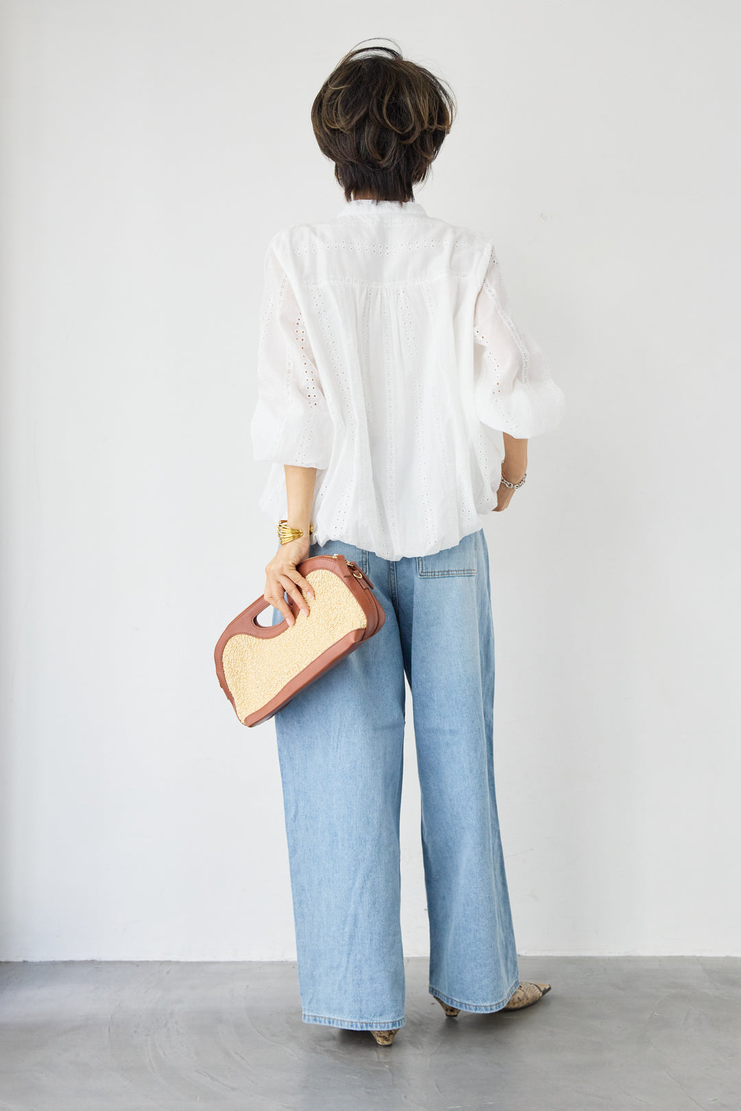 ウエストゴムワイドデニムパンツ