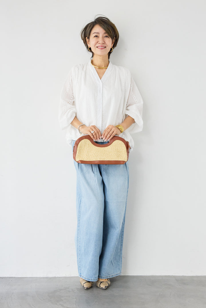 ウエストゴムワイドデニムパンツ