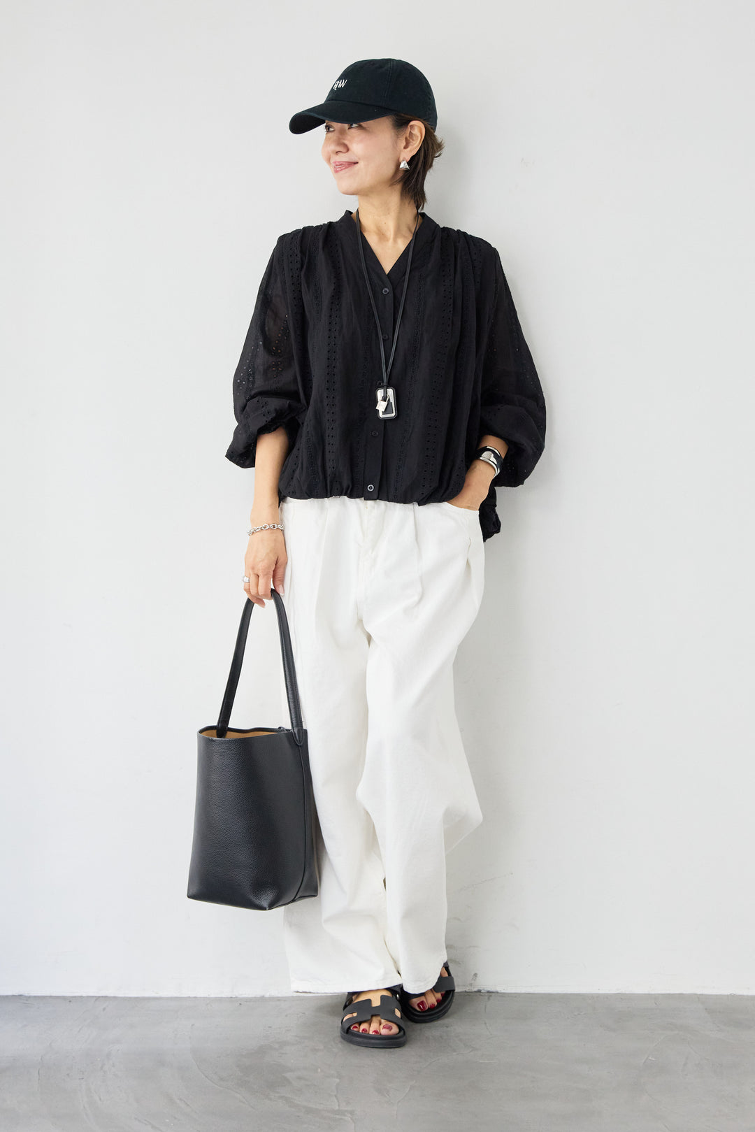 ウエストゴムワイドデニムパンツ