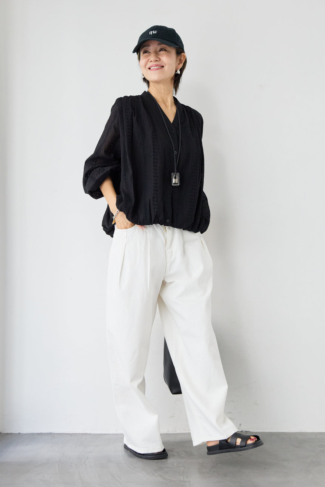 ウエストゴムワイドデニムパンツ