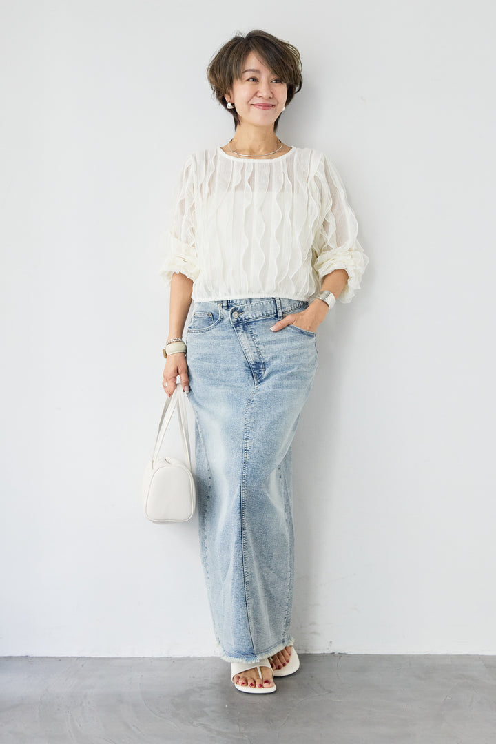 ウエストラップデザインデニムスカート