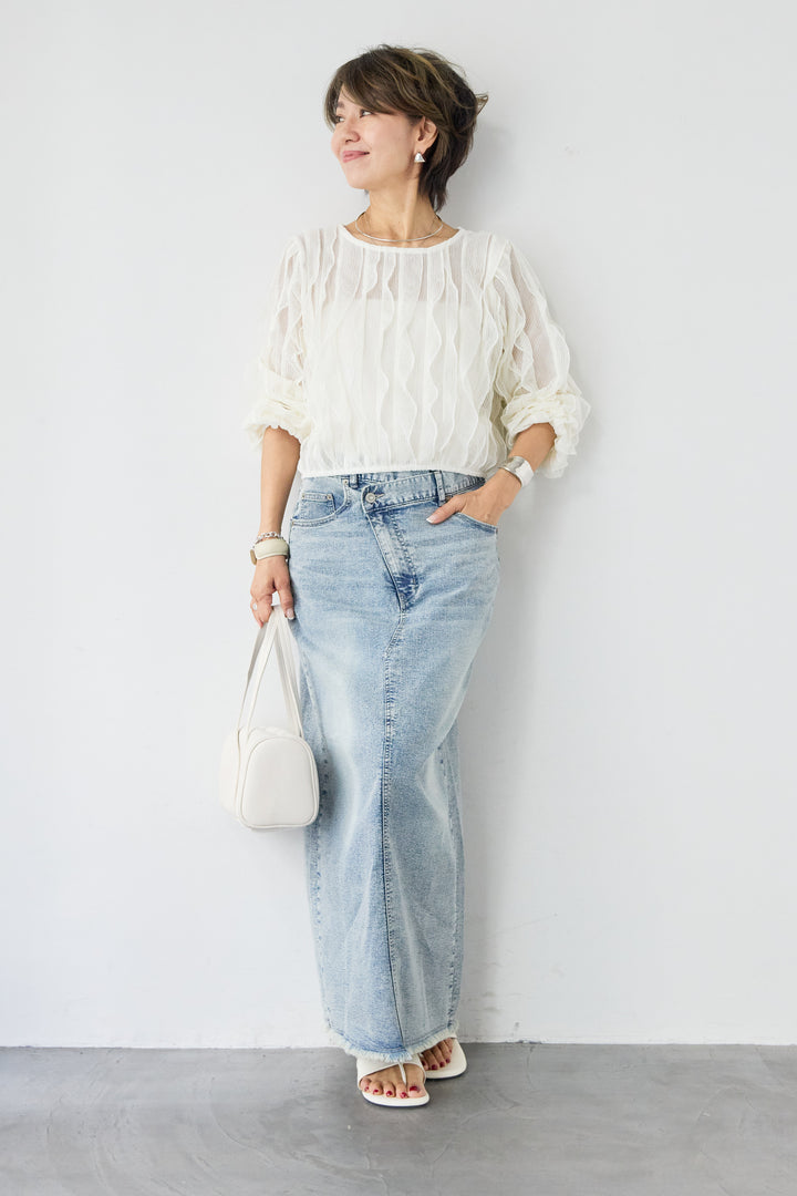 ウエストラップデザインデニムスカート