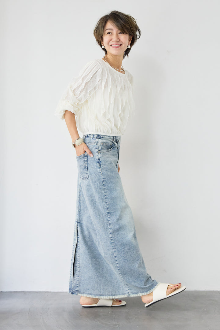 ウエストラップデザインデニムスカート