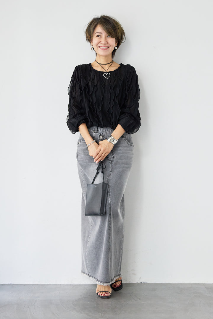 ウエストラップデザインデニムスカート