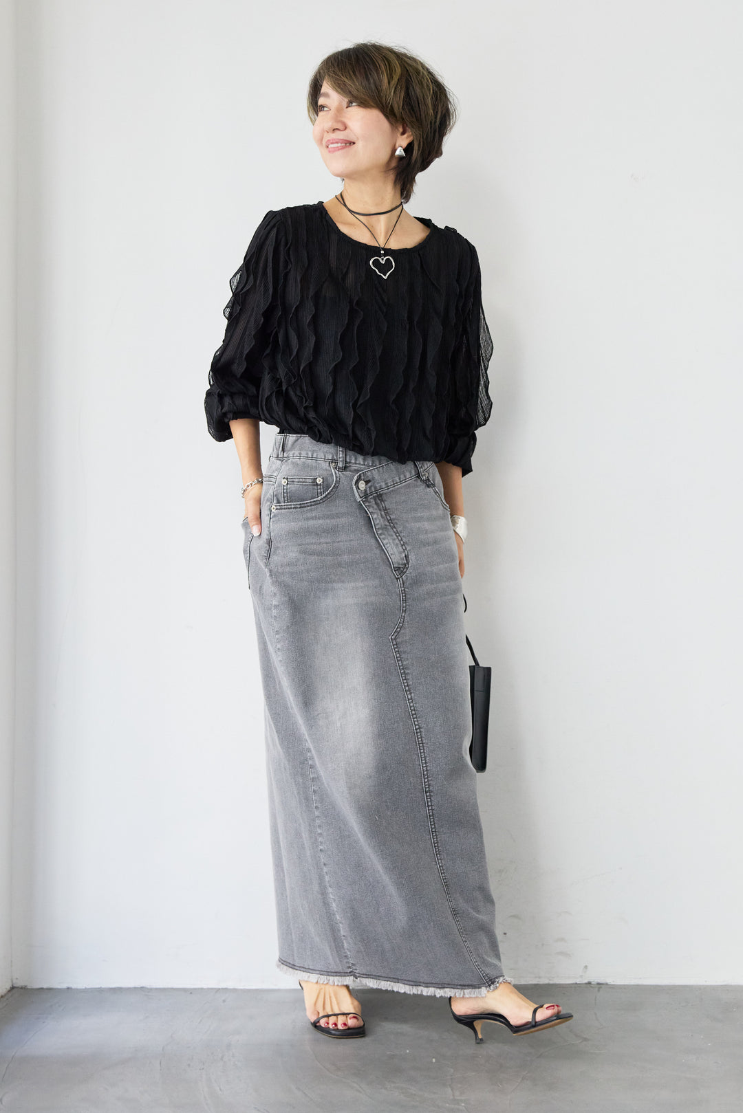 ウエストラップデザインデニムスカート