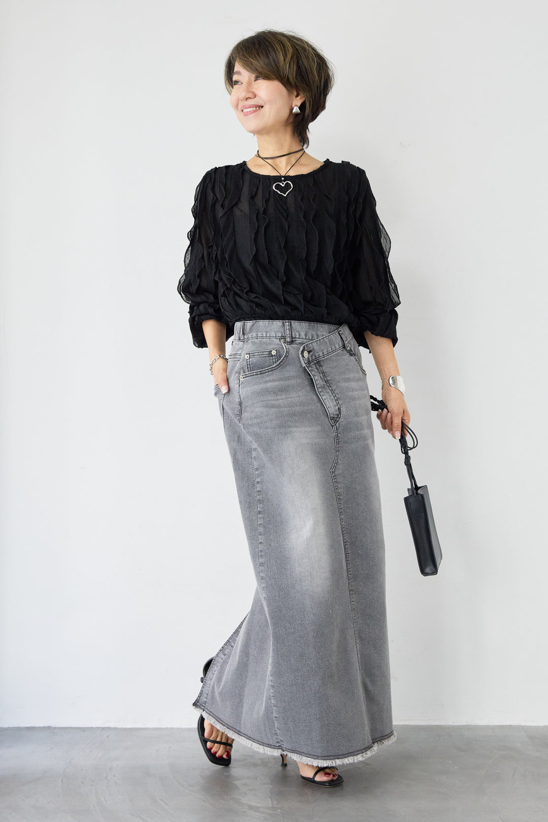 ウエストラップデザインデニムスカート