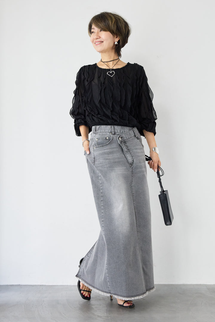 ウエストラップデザインデニムスカート