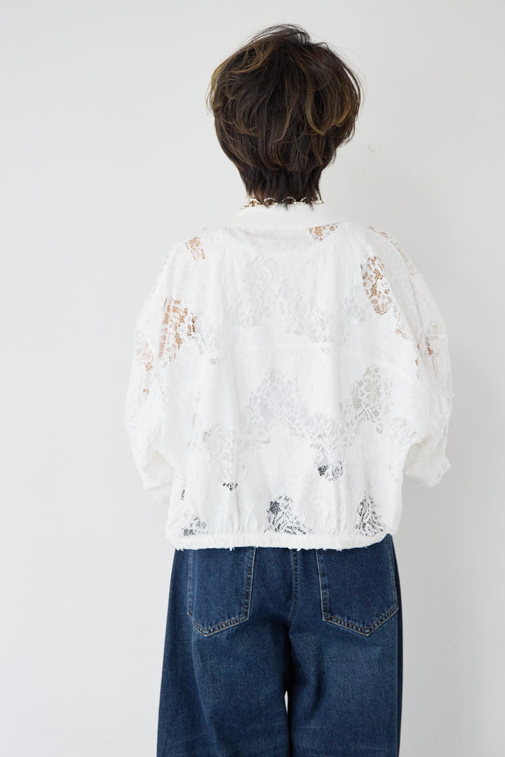 [SET]総レースブルゾン+カーブデニムパンツ(2set)