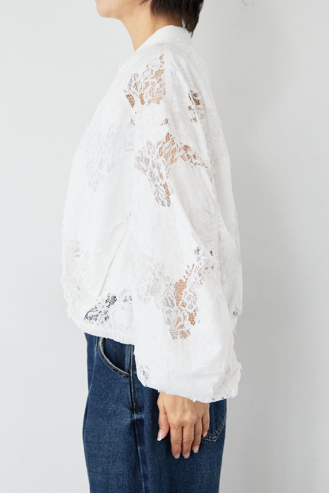 [SET]総レースブルゾン+カーブデニムパンツ(2set)