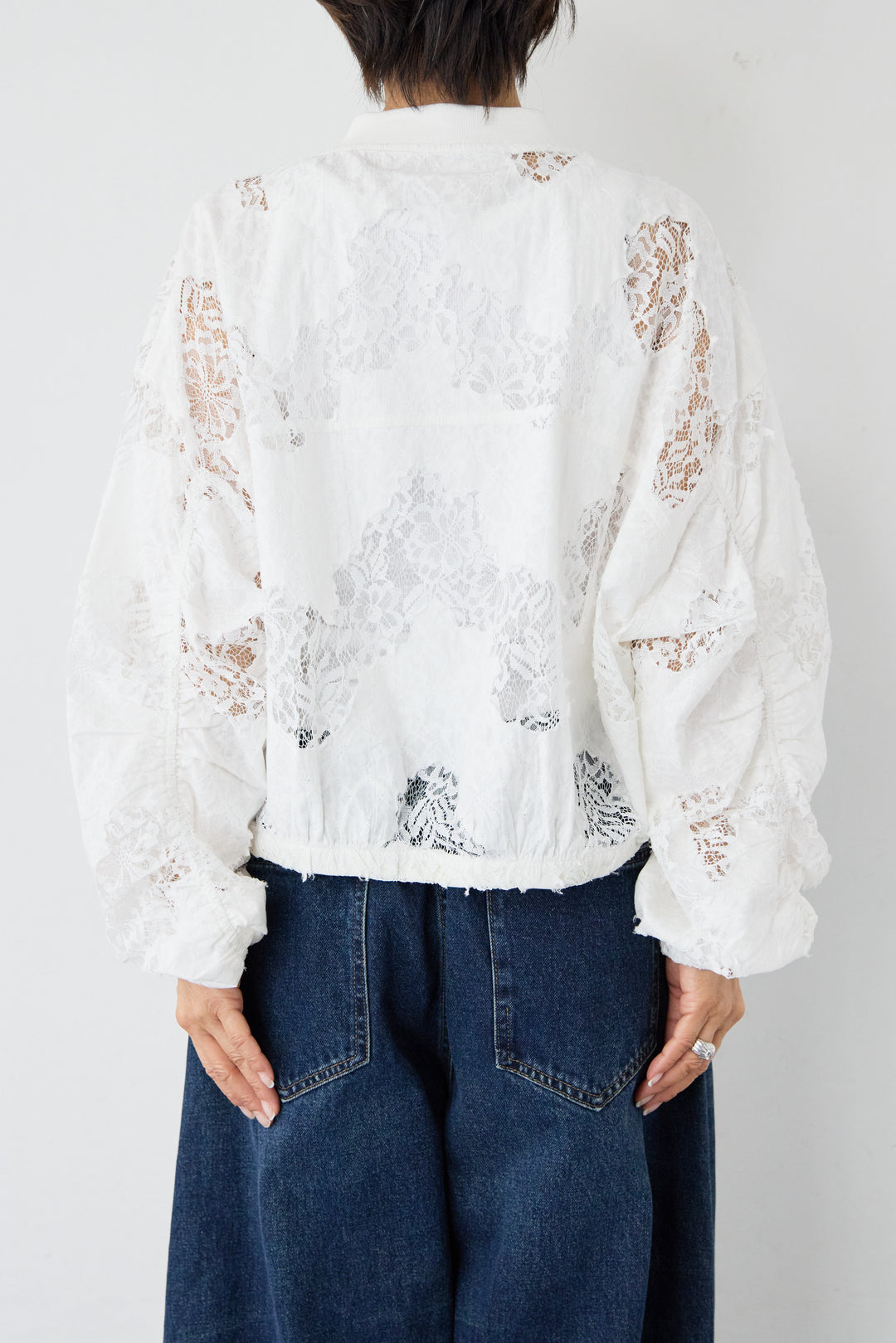 [SET]総レースブルゾン+カーブデニムパンツ(2set)