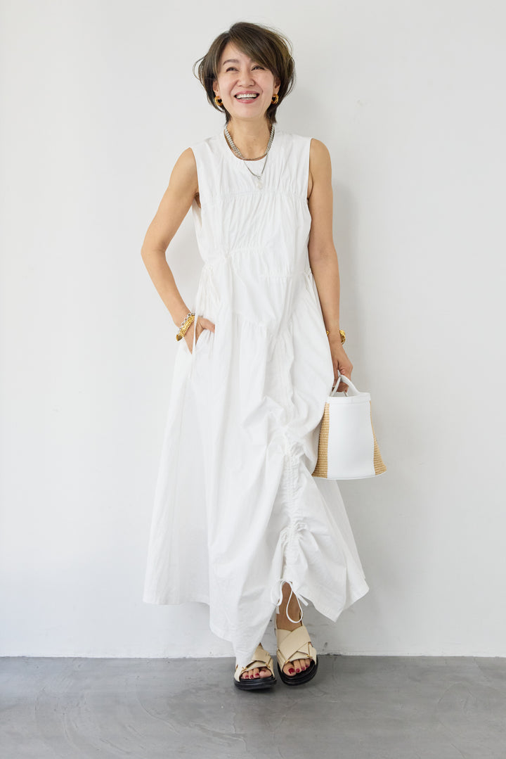 アシンメトリーギャザーワンピース