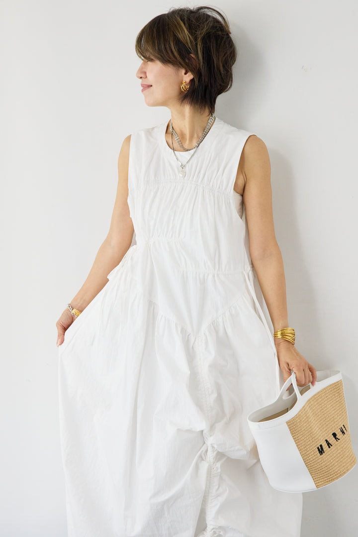 アシンメトリーギャザーワンピース