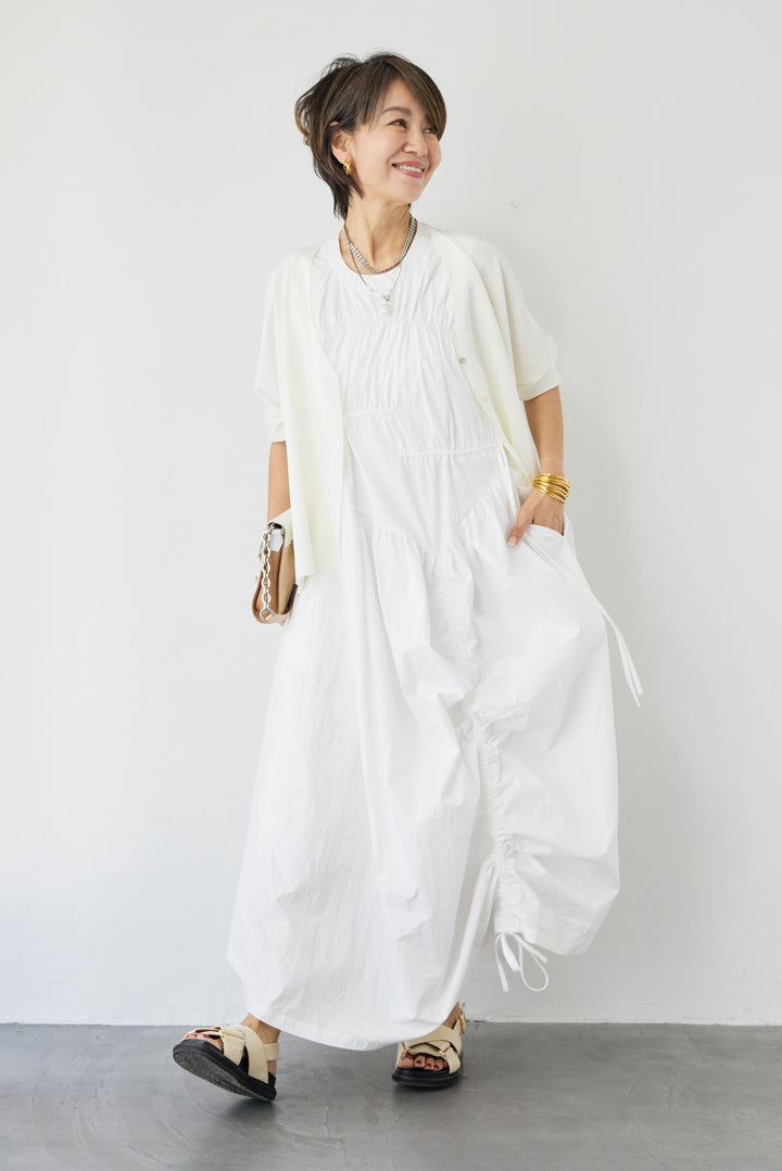 アシンメトリーギャザーワンピース