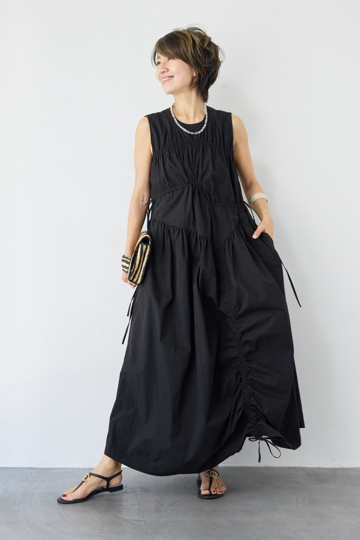 アシンメトリーギャザーワンピース