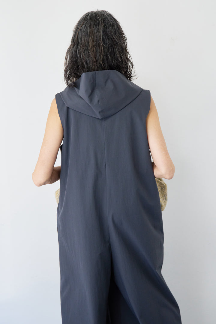 【接触冷感・撥水】フロントジップフーディーオールインワン