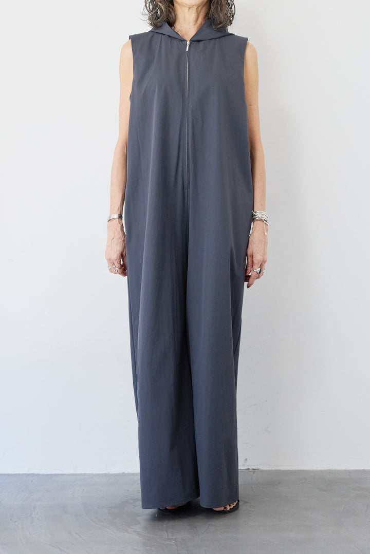 【接触冷感・撥水】フロントジップフーディーオールインワン