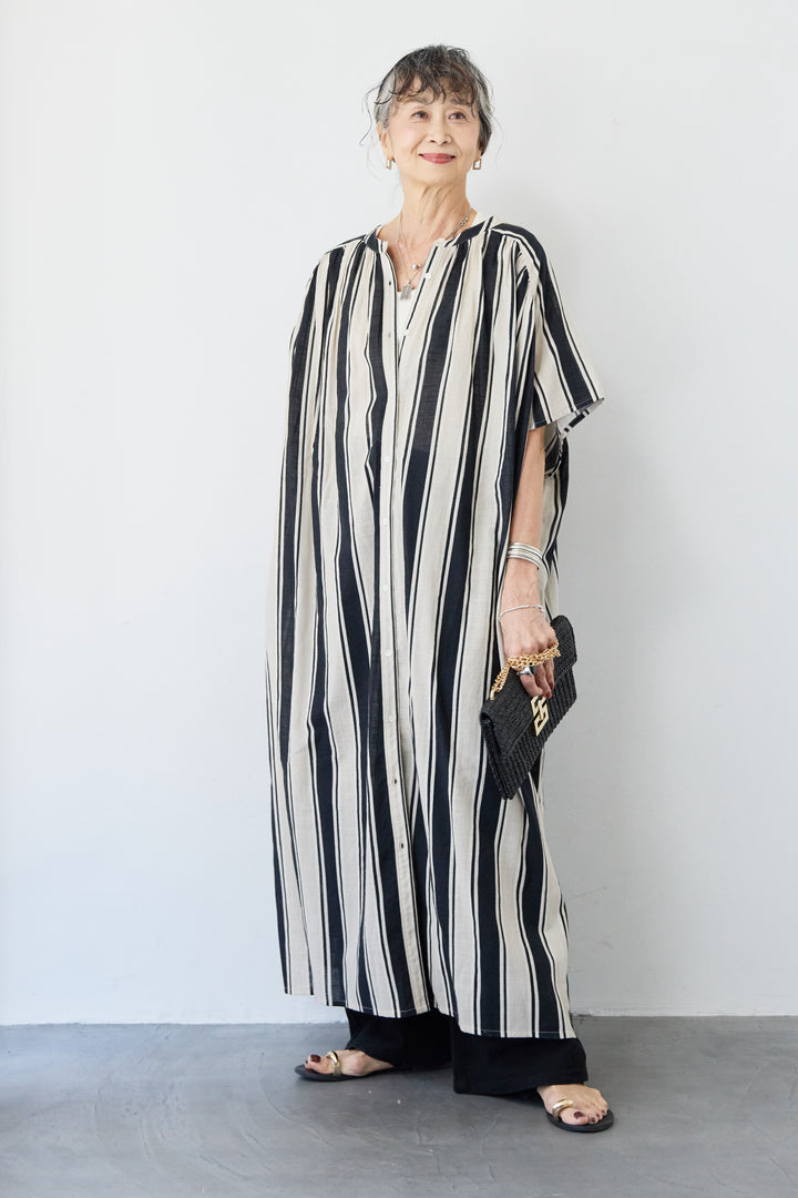 コットンスラブ ストライプワンピース