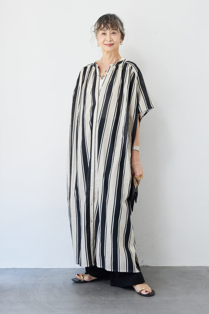 コットンスラブ ストライプワンピース