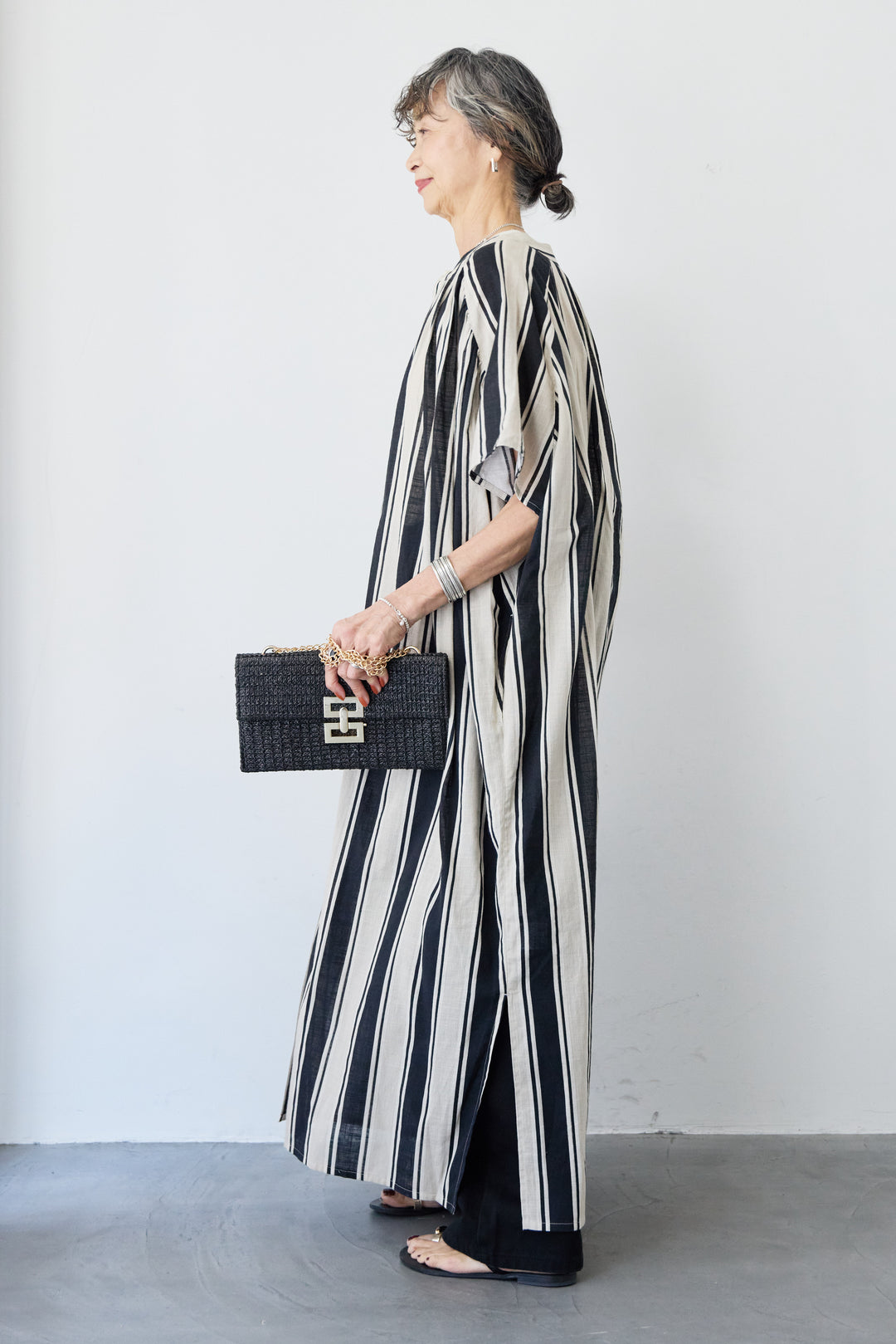 コットンスラブ ストライプワンピース