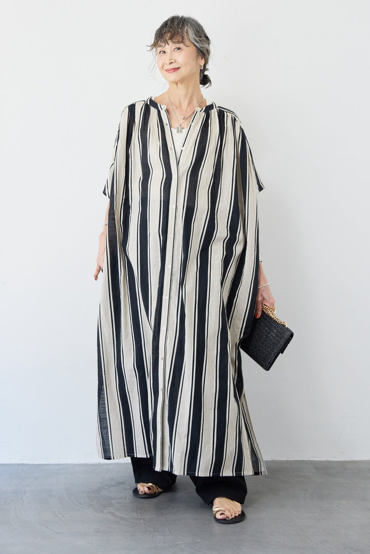 コットンスラブ ストライプワンピース