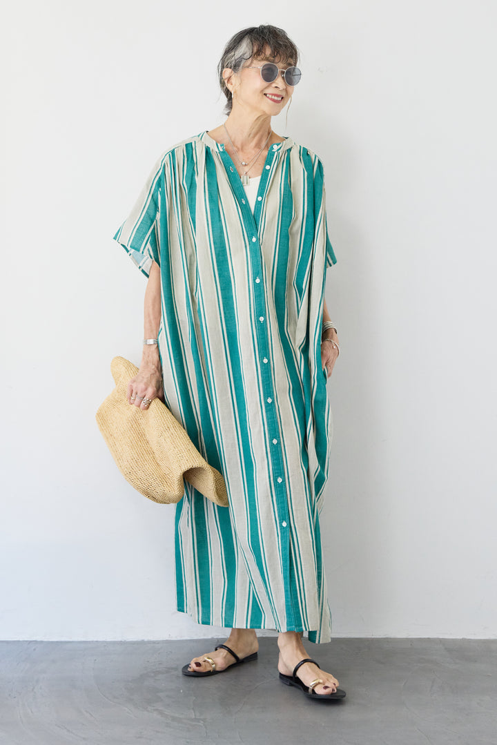 コットンスラブ ストライプワンピース