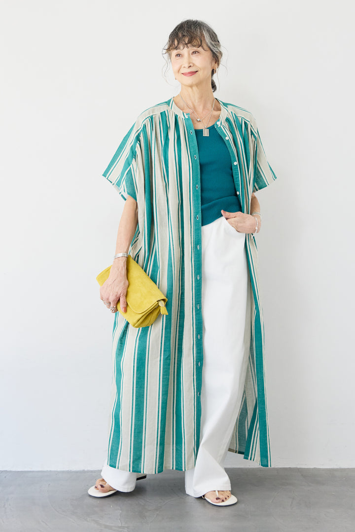 コットンスラブ ストライプワンピース