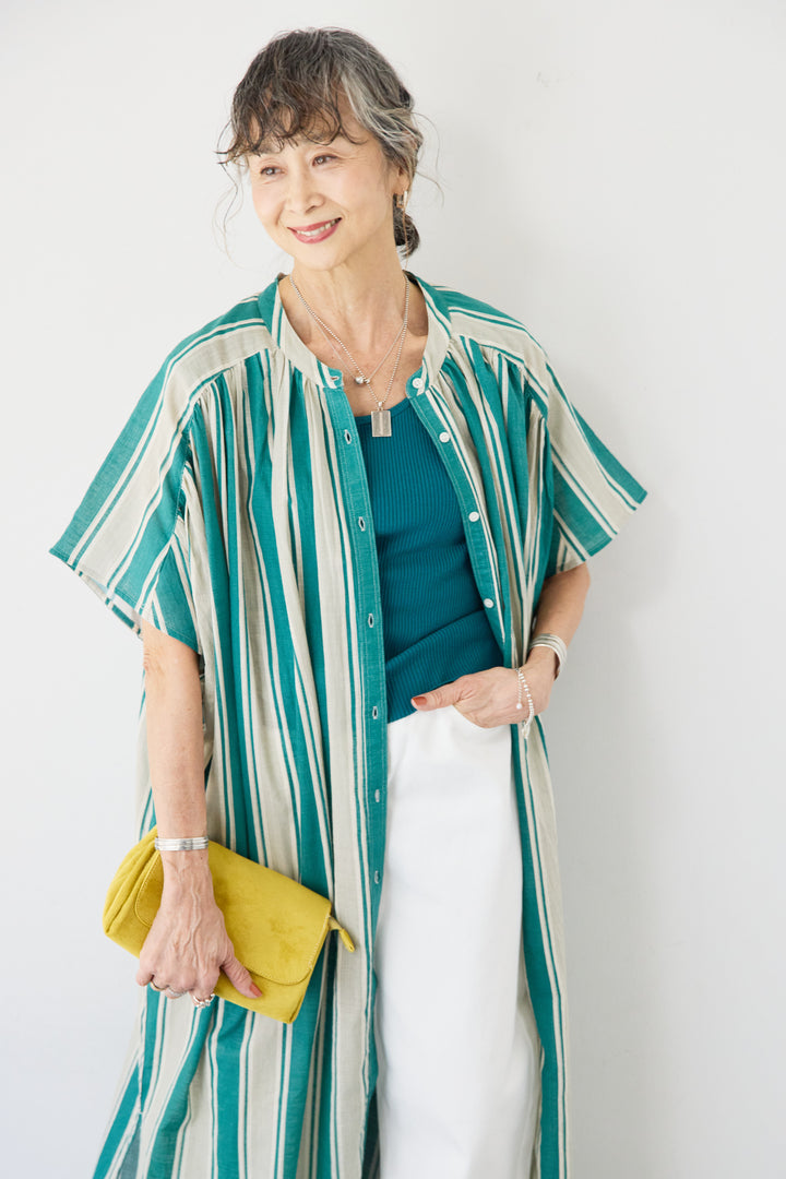 コットンスラブ ストライプワンピース