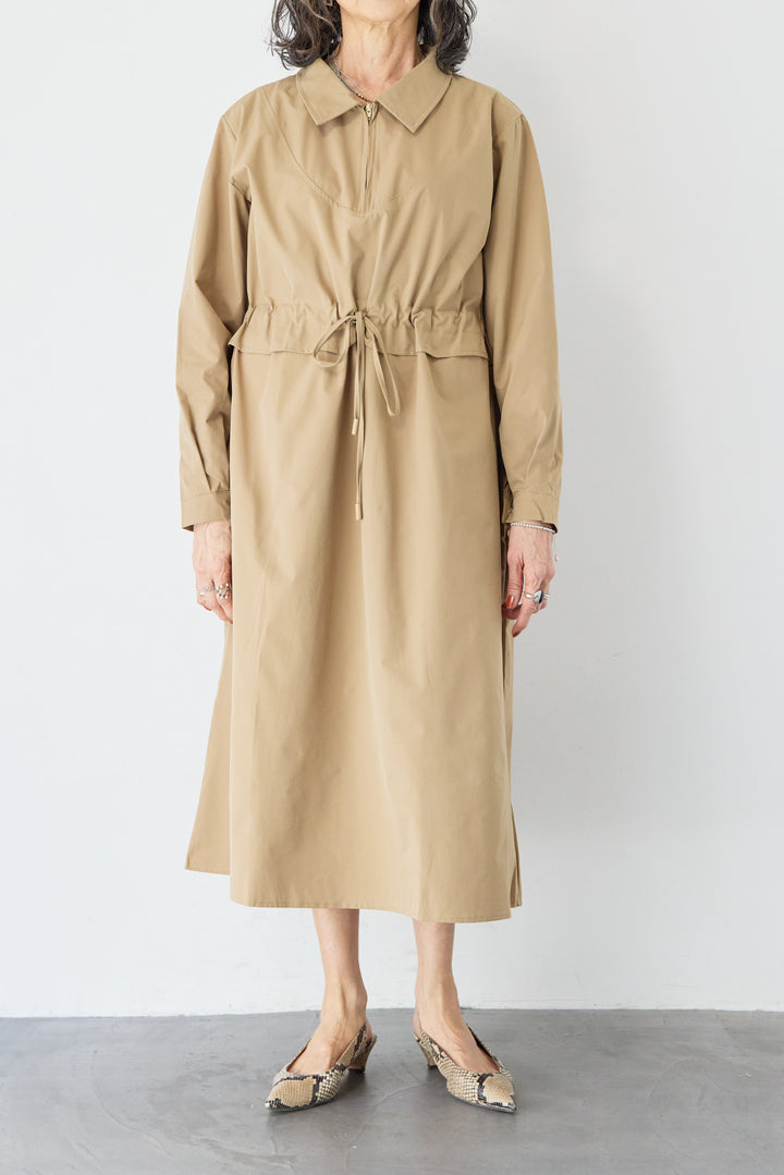 フロントジップシャツロングワンピース
