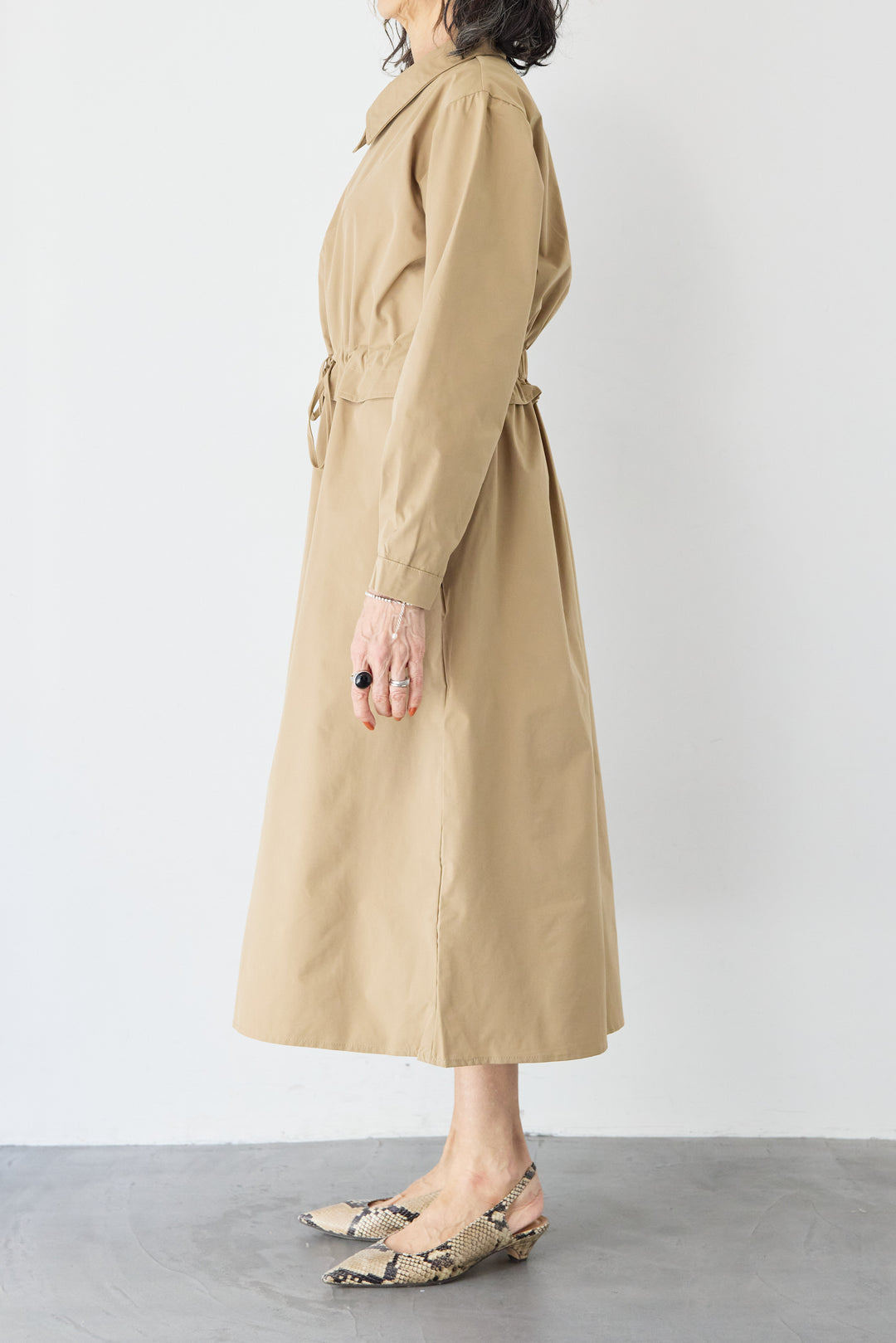 フロントジップシャツロングワンピース