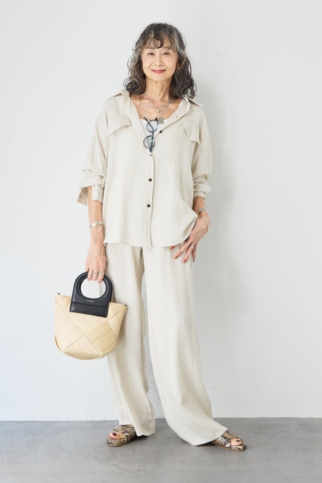 リネンライクシャツセットアップ