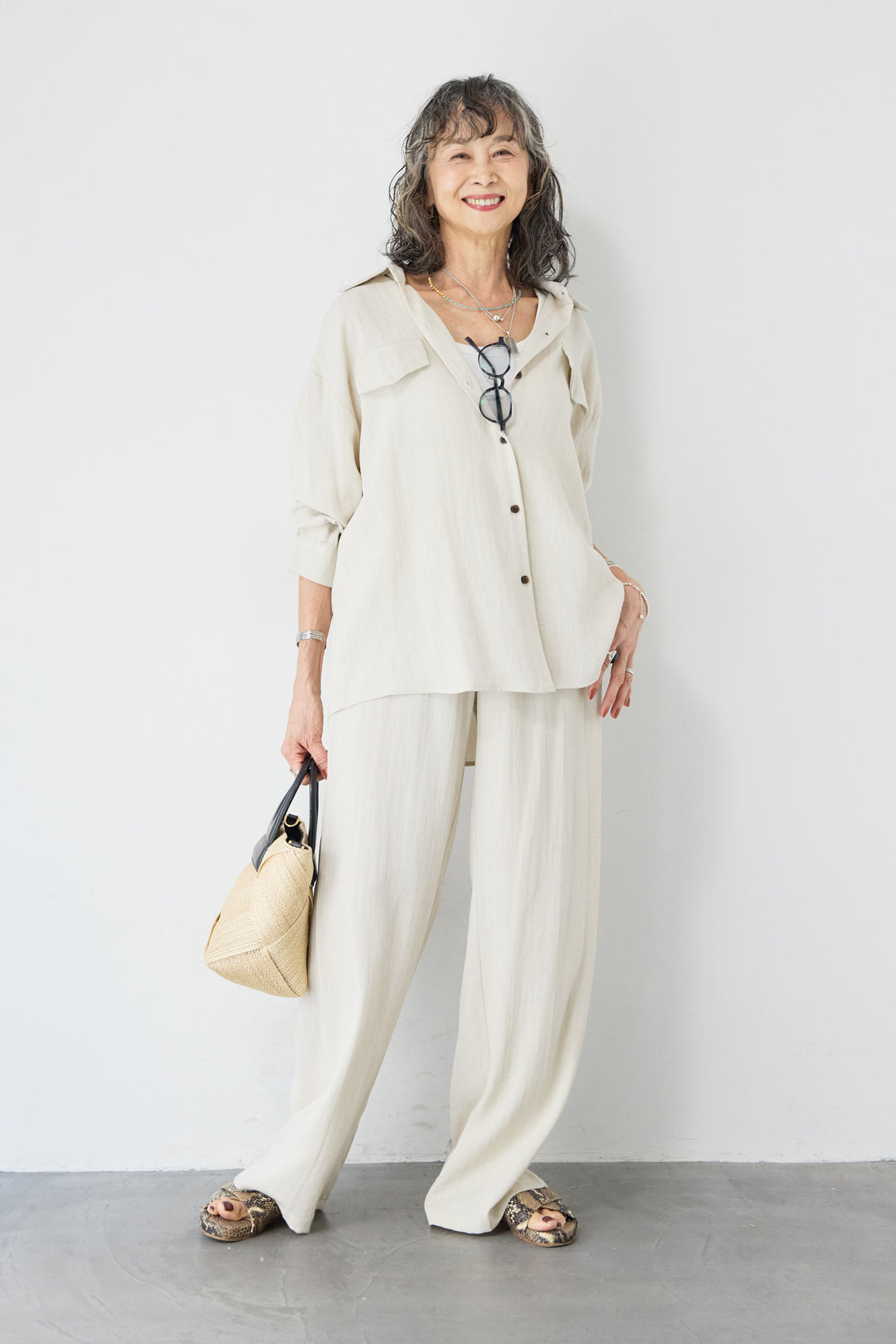 リネンライクシャツセットアップ