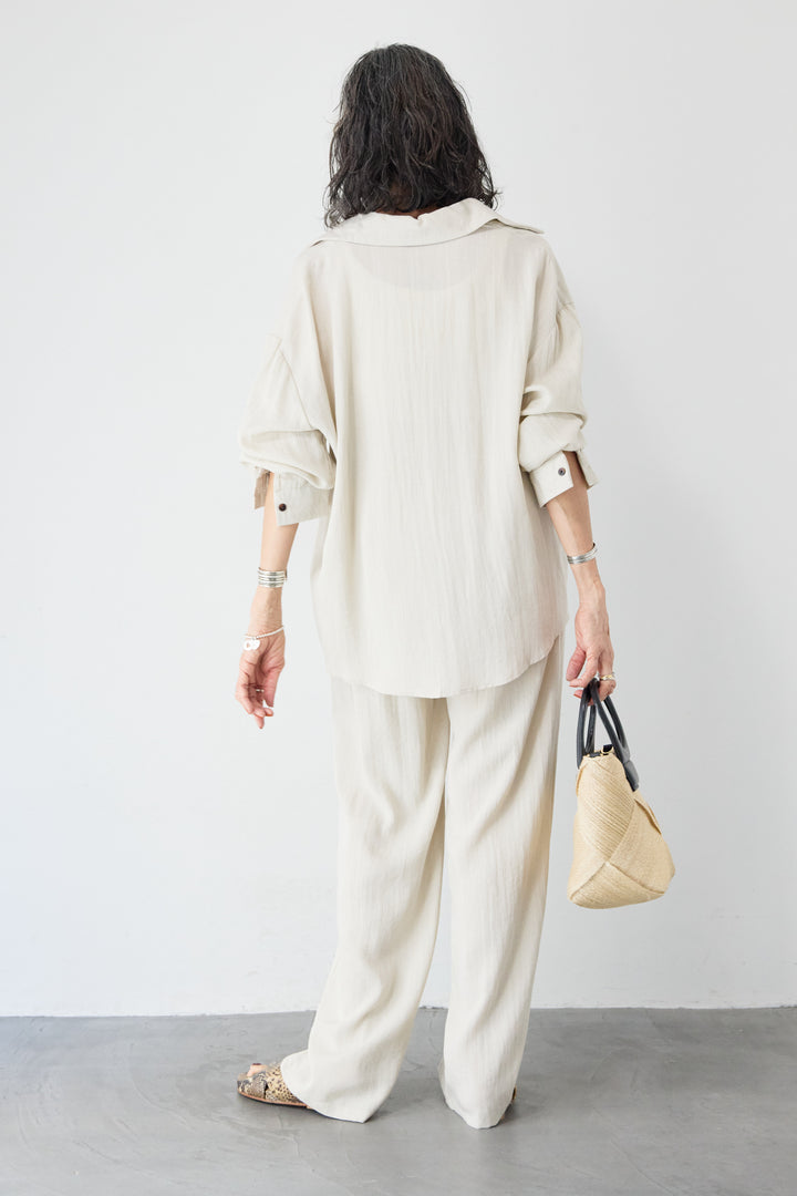 リネンライクシャツセットアップ