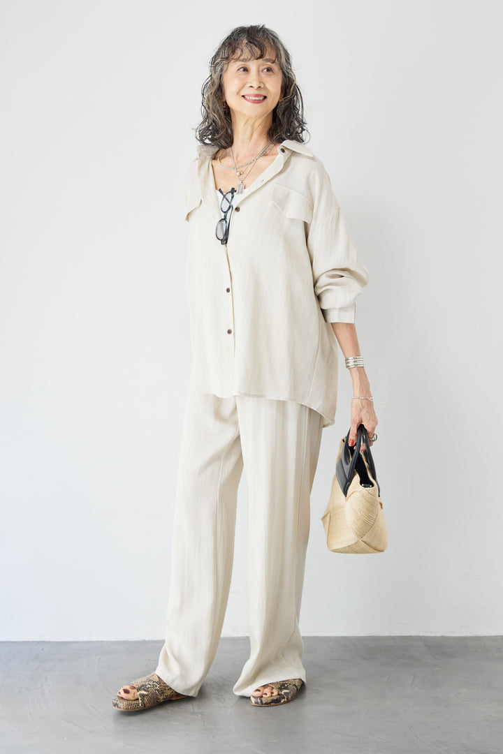リネンライクシャツセットアップ
