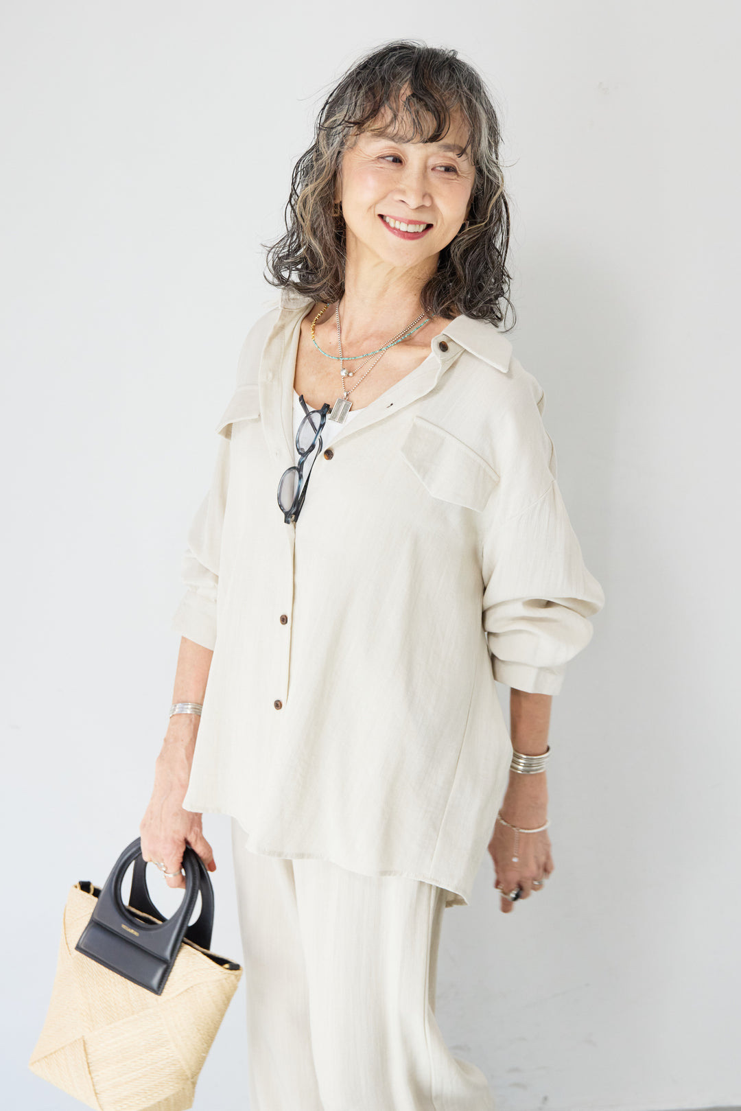 リネンライクシャツセットアップ