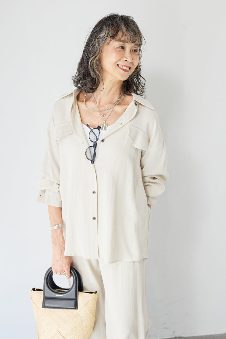 リネンライクシャツセットアップ
