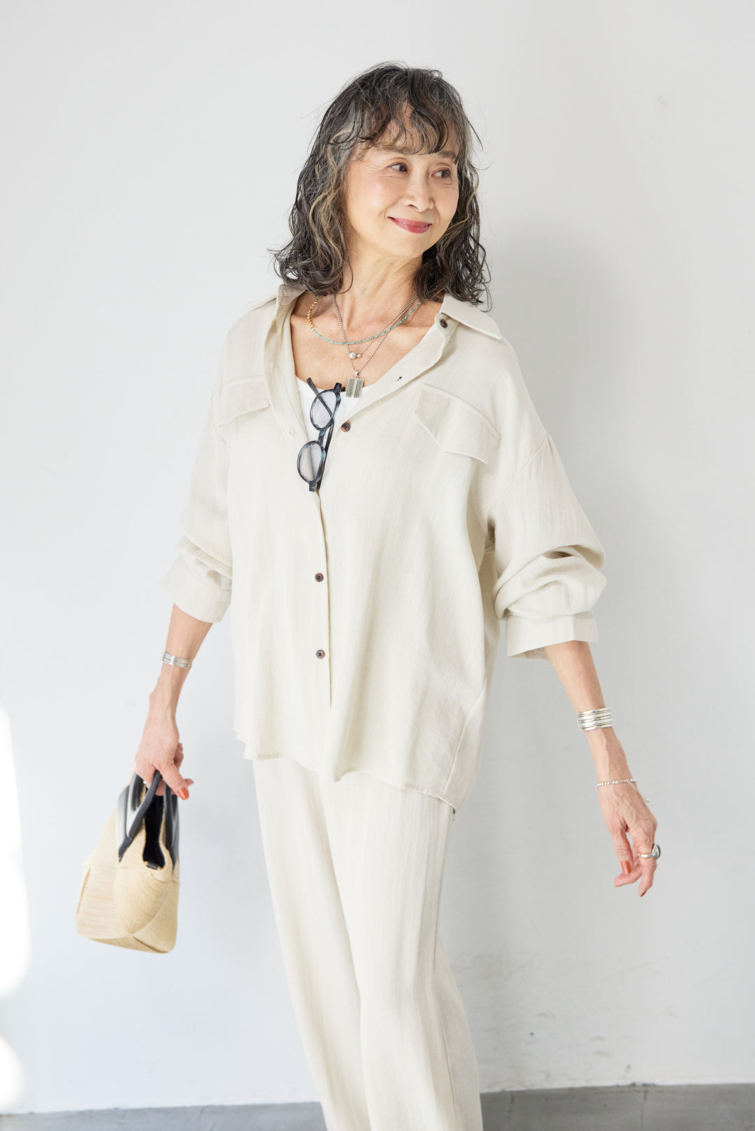 リネンライクシャツセットアップ